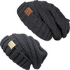 image:imageFunky Junque Mommy amp Me Beanie Set  Matching Knit Winter Hats for Baby Toddler Kids amp Moms Cute Family Beanies BundleAdult  Toddler  Oversized Melange Grey 2 Pk