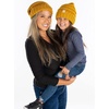 image:imageFunky Junque Mommy amp Me Beanie Set  Matching Knit Winter Hats for Baby Toddler Kids amp Moms Cute Family Beanies BundleAdult  Toddler  Oversized Mustard 2 Pk