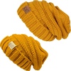image:imageFunky Junque Mommy amp Me Beanie Set  Matching Knit Winter Hats for Baby Toddler Kids amp Moms Cute Family Beanies BundleAdult  Toddler  Oversized Mustard 2 Pk