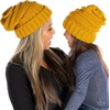 image:imageFunky Junque Mommy amp Me Beanie Set  Matching Knit Winter Hats for Baby Toddler Kids amp Moms Cute Family Beanies BundleAdult  Toddler  Oversized Mustard 2 Pk