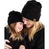 image:imageFunky Junque Mommy amp Me Beanie Set  Matching Knit Winter Hats for Baby Toddler Kids amp Moms Cute Family Beanies BundleAdult  Toddler  Ribbed  Black 2 Pk