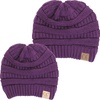 image:imageFunky Junque Mommy amp Me Beanie Set  Matching Knit Winter Hats for Baby Toddler Kids amp Moms Cute Family Beanies BundleAdult  Toddler  Ribbed  Dark Purple 2 Pk