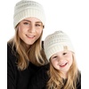 image:imageFunky Junque Mommy amp Me Beanie Set  Matching Knit Winter Hats for Baby Toddler Kids amp Moms Cute Family Beanies BundleAdult  Toddler  Ribbed  Ivory 2 Pk