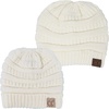 image:imageFunky Junque Mommy amp Me Beanie Set  Matching Knit Winter Hats for Baby Toddler Kids amp Moms Cute Family Beanies BundleAdult  Toddler  Ribbed  Ivory 2 Pk