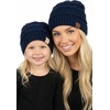 image:imageFunky Junque Mommy amp Me Beanie Set  Matching Knit Winter Hats for Baby Toddler Kids amp Moms Cute Family Beanies BundleAdult  Toddler  Ribbed  Navy 2 Pk