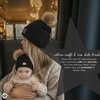 image:imageFunky Junque Mommy amp Me Double Pom Beanies  Mama amp Mini Matching Winter Outfits Mom amp Infant Baby Girl Beanie Hat SetAdultInfant Double Pom  Diagonal Stripes  Black 2 Pack