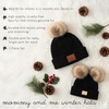 image:imageFunky Junque Mommy amp Me Double Pom Beanies  Mama amp Mini Matching Winter Outfits Mom amp Infant Baby Girl Beanie Hat SetAdultInfant Double Pom  Diagonal Stripes  Black 2 Pack
