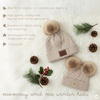 image:imageFunky Junque Mommy amp Me Double Pom Beanies  Mama amp Mini Matching Winter Outfits Mom amp Infant Baby Girl Beanie Hat SetDiagonal Basketweave  Beige