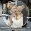 image:imageFunky Junque Mommy amp Me Double Pom Beanies  Mama amp Mini Matching Winter Outfits Mom amp Infant Baby Girl Beanie Hat SetDiagonal Basketweave  Beige