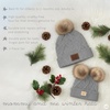 image:imageFunky Junque Mommy amp Me Double Pom Beanies  Mama amp Mini Matching Winter Outfits Mom amp Infant Baby Girl Beanie Hat SetDiagonal Basketweave  Heather Grey