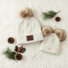 image:imageFunky Junque Mommy amp Me Double Pom Beanies  Mama amp Mini Matching Winter Outfits Mom amp Infant Baby Girl Beanie Hat SetDiagonal Basketweave  White