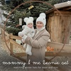 image:imageFunky Junque Mommy amp Me Double Pom Beanies  Mama amp Mini Matching Winter Outfits Mom amp Infant Baby Girl Beanie Hat SetEarflap  Ivory