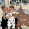 image:imageFunky Junque Mommy amp Me Double Pom Beanies  Mama amp Mini Matching Winter Outfits Mom amp Infant Baby Girl Beanie Hat SetLeopard  Latte
