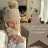 image:imageFunky Junque Mommy amp Me Double Pom Beanies  Mama amp Mini Matching Winter Outfits Mom amp Infant Baby Girl Beanie Hat SetTerry Chenille  Beige