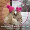 image:imageFunky Junque Mommy amp Me Double Pom Beanies  Mama amp Mini Matching Winter Outfits Mom amp Infant Baby Girl Beanie Hat SetTerry Chenille  Hot Pink