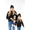 image:imageFunky Junque Mommy amp Me Double Pom Beanies 3Pack Matching Winter Hats for Mom Toddler amp Infant Girls Cozy Knit Family SetAdultToddler Single PomInfant Double Pom  Diagonal Stripes  Black 3 Pack