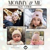 image:imageFunky Junque Mommy amp Me Double Pom Beanies 3Pack Matching Winter Hats for Mom Toddler amp Infant Girls Cozy Knit Family SetAdultToddler Single PomInfant Double Pom  Diagonal Stripes  Rose 3 Pack