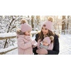 image:imageFunky Junque Mommy amp Me Double Pom Beanies 3Pack Matching Winter Hats for Mom Toddler amp Infant Girls Cozy Knit Family SetAdultToddler Single PomInfant Double Pom  Diagonal Stripes  Rose 3 Pack