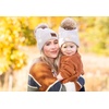 image:imageFunky Junque Mommy amp Me Double Pom Beanies 3Pack Matching Winter Hats for Mom Toddler amp Infant Girls Cozy Knit Family SetDiagonal Basketweave  Beige