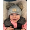 image:imageFunky Junque Mommy amp Me Double Pom Beanies 3Pack Matching Winter Hats for Mom Toddler amp Infant Girls Cozy Knit Family SetDiagonal Basketweave  Heather Grey