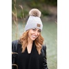 image:imageFunky Junque Mommy amp Me Double Pom Beanies 3Pack Matching Winter Hats for Mom Toddler amp Infant Girls Cozy Knit Family SetDiagonal Basketweave  Heather Grey