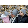 image:imageFunky Junque Mommy amp Me Double Pom Beanies 3Pack Matching Winter Hats for Mom Toddler amp Infant Girls Cozy Knit Family SetDiagonal Basketweave  Heather Grey