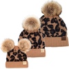 image:imageFunky Junque Mommy amp Me Double Pom Beanies 3Pack Matching Winter Hats for Mom Toddler amp Infant Girls Cozy Knit Family SetLeopard  Latte