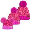 image:imageFunky Junque Mommy amp Me Double Pom Beanies 3Pack Matching Winter Hats for Mom Toddler amp Infant Girls Cozy Knit Family SetSequin  Hot Pink