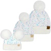 image:imageFunky Junque Mommy amp Me Double Pom Beanies 3Pack Matching Winter Hats for Mom Toddler amp Infant Girls Cozy Knit Family SetSequin  White