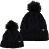image:imageFunky Junque Mommy amp Me Matching Pom Beanie Set  Women Kids Family Knit AdultInfant  Cable KnitAdultInfant  Cable Knit  Black 2 Pack