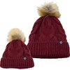 image:imageFunky Junque Mommy amp Me Matching Pom Beanie Set  Women Kids Family Knit AdultInfant  Cable KnitAdultInfant  Cable Knit  Burgundy 2 Pack