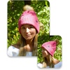 image:imageFunky Junque Mommy amp Me Matching Pom Beanie Set  Women Kids Family Knit AdultInfant  Cable KnitAdultInfant  Cable Knit  Candy Pink 2 Pack