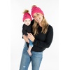 image:imageFunky Junque Mommy amp Me Matching Pom Beanie Set  Women Kids Family Knit AdultInfant  Cable KnitAdultInfant  Cable Knit  Candy Pink 2 Pack