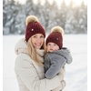 image:imageFunky Junque Mommy amp Me Matching Pom Beanie Set  Women Kids Family Knit AdultInfant  Cable KnitAdultInfant  Detachable Pom  Burgundy 2 Pack