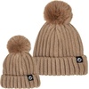 image:imageFunky Junque Mommy amp Me Matching Pom Beanie Set  Women Kids Family Knit AdultInfant  Cable KnitAdultInfant  Detachable Pom  Taupe 2 Pack