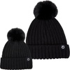image:imageFunky Junque Mommy amp Me Matching Pom Beanie Set  Women Kids Family Knit AdultInfant  Cable KnitAdultInfant  Ribbed Knit Detachable Pom  Black 2 Pack