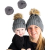 image:imageFunky Junque Mommy amp Me Matching Pom Beanie Set  Women Kids Family Knit AdultInfant  Cable KnitAdultInfant  Ribbed Knit Detachable Pom  Charcoal 2 Pack