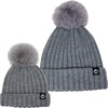 image:imageFunky Junque Mommy amp Me Matching Pom Beanie Set  Women Kids Family Knit AdultInfant  Cable KnitAdultInfant  Ribbed Knit Detachable Pom  Charcoal 2 Pack