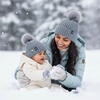 image:imageFunky Junque Mommy amp Me Matching Pom Beanie Set  Women Kids Family Knit AdultInfant  Cable KnitAdultInfant  Ribbed Knit Detachable Pom  Charcoal 2 Pack