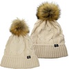 image:imageFunky Junque Mommy amp Me Matching Pom Beanie Set  Women Kids Family Knit AdultInfant  Cable KnitAdultToddler  Cable Knit  Beige 2 Pack