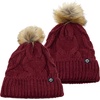 image:imageFunky Junque Mommy amp Me Matching Pom Beanie Set  Women Kids Family Knit AdultInfant  Cable KnitAdultToddler  Cable Knit  Burgundy 2 Pack