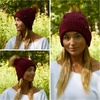 image:imageFunky Junque Mommy amp Me Matching Pom Beanie Set  Women Kids Family Knit AdultInfant  Cable KnitAdultToddler  Cable Knit  Burgundy 2 Pack