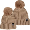 image:imageFunky Junque Mommy amp Me Matching Pom Beanie Set  Women Kids Family Knit AdultInfant  Cable KnitAdultToddler  Detachable Pom  Taupe 2 Pack
