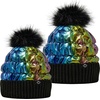 image:imageFunky Junque Mommy amp Me Matching Pom Beanie Set  Women Kids Family Knit AdultInfant  Cable KnitAdultToddler  Puffer  BlackMulticolor 2 Pack