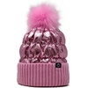image:imageFunky Junque Mommy amp Me Matching Pom Beanie Set  Women Kids Family Knit AdultInfant  Cable KnitAdultToddler  Puffer  Pink 2 Pack
