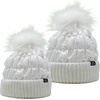 image:imageFunky Junque Mommy amp Me Matching Pom Beanie Set  Women Kids Family Knit AdultInfant  Cable KnitAdultToddler  Puffer  White 2 Pack