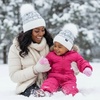 image:imageFunky Junque Mommy amp Me Matching Pom Beanie Set  Women Kids Family Knit AdultInfant  Cable KnitAdultToddler  Puffer  WhiteSilver 2 Pack