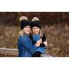 image:imageFunky Junque Mommy amp Me Matching Pom Beanie Set  Women Kids Family Knit AdultInfant  Cable KnitAdultToddler  Ribbed Knit Detachable Pom  Black 2 Pack