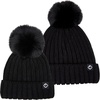 image:imageFunky Junque Mommy amp Me Matching Pom Beanie Set  Women Kids Family Knit AdultInfant  Cable KnitAdultToddler  Ribbed Knit Detachable Pom  Black 2 Pack