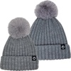 image:imageFunky Junque Mommy amp Me Matching Pom Beanie Set  Women Kids Family Knit AdultInfant  Cable KnitAdultToddler  Ribbed Knit Detachable Pom  Charcoal 2 Pack